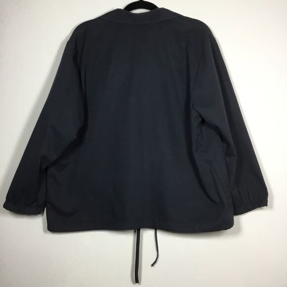 Black jacket with embroidered lighthouses drawstring waist zipper front size L - Picture 5 of 9